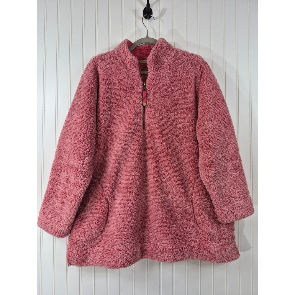 Soft Surroundings Pink Sherpa Fleece 1/4 Zip Pullover Sweater 1X Outdoor Plush